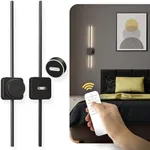 Battery Operated Wall Sconce Set Of 2 - Detachable Battery With Adjustable Tone - Battery Sconces With Remote & Touch Control, Up To 50 Hours On a Single Charge - 24.5" (62cm) | 2 Pack (Black)