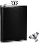 Hip Flask for Men Liquor Flask Stainless Steel Leak proof Flask with Funnel set for Women Pocket Alcohol Drinking Flask set 8OZ (Black Leather)