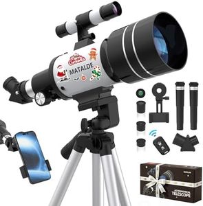 Telescope for Beginners & Kids, 70mm Aperture Refractor Astronomy Telescope with 300mm Focal Length, 15X-150X Magnification, Includes Full Accessory Kit & Tripod, Phone Adapter, Wireless Remote