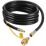 12 FT RV Propane Quick Connect Hose, 3/8 Female Flare and 1/4 Full Flow Male Plug LP Gas Line, Connection Hose for Fire Pit, Camp Chef Stove, BBQ Stove Grill