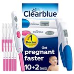 Clearblue Digital Ovulation & Pregnancy Tests, Trying For A Baby Bundle, Get Pregnant Faster, 10 Digital Ovulation Tests & 2 Digital Pregnancy Tests with Weeks Indicator, Packaging May Vary