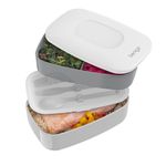 Bentgo Classic - All-in-One Stackable Bento Lunch Box Container - Modern Bento-Style Design Includes 2 Stackable Containers, Built-in Plastic Utensil Set, and Nylon Sealing Strap (Gray)