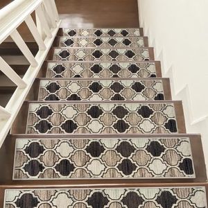 Lahome Stair Treads Non-Slip Indoor 15 Pack 8" X 30" Stair Treads for Wooden Steps, Washable Edging Stair Runners Rubber Backed Stair Carpet Mats, Stair Rug for Kids, Elders and Dogs (15pc, Multi)