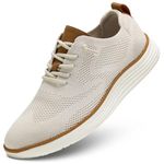 Men's Casual Sneakers Dress Shoes - Comfort Sneakers Mesh Knit Lightweight Breathable Formal Oxford Business Shoes Beige