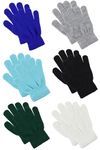 Pesaat Cartoon Baby Girl Knit Mittens Stretch Toddler Gloves For Kid Boys Fall Early Winter (Glove 6-Pack Blue Combination, 3-8 Years)