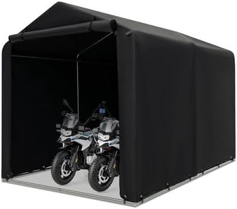 Goplus Portable Shed, 5.2 x 5.4Ft Storage Tent Shelter w/Roll-Up Zipper Door, Steel Frame, Waterproof Cover, Wind Rope & Ground Stake, Outdoor Storage Shed for Outside Motorcycles Garden Tools