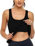 Cestyle Workout Tops for Women, Juniors Yoga Tanks with Built in Bra Sleeveless Racerback Running Fitness Shirts for Leggings Lightweight Stretchy Moisture-Wicking Sportwear Medium