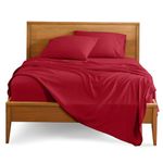 Bare Home Queen Sheet Set - 1800 Ultra-Soft Microfiber Queen Bed Sheets - Double Brushed - Queen Sheets Set - Deep Pocket - Bedding Sheets & Pillowcases (Queen, Red)