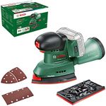 Bosch 18V Cordless Multi Detail Sander Without Battery, Inc 1x Iron and Rectangle Shaped Sanding Paper, Dust Box, Rotatable Plate (UniversalSander 18V-10). Made in Europe