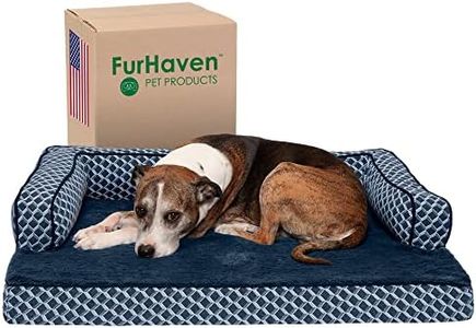 FurHaven Pet Dog Bed | Cooling Gel Memory Foam Orthopedic Plush & Decor Comfy Couch Pet Bed for Dogs & Cats, Diamond Blue, Large