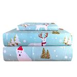 Thermee Micro Flannel Twin-Size Sheet Set, Machine Wash & Dry, No Pilling, Deep Pocket with Pillowcase(s), Winter Fun