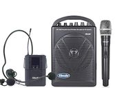 Hisonic HS122B-HL 40 Watts Lithium Battery Rechargeable Portable PA System with Built-in Dual Channel Wireless Microphones, Black