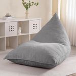 BYBYME Giant Bean Bag Chair,Bean Bag Sofa Chair, Plush Bean Bag Couch Stuffed High-Density Foam for Adults in Livingroom Bedroom (Light Grey)