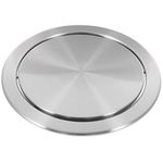 Happyyami Trash Can Lid Round Recessed Counter Top Covers Stainless Steel Swing Flap Trash Bin Lid Built-in Trash Chute Round Cover for Kitchen Countertop Office Desk