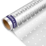 volila Clear Cellophane Roll (White Polka Dots) - 40cm x 3m Cellophane Wrap for Hampers - 3 Mil Thick Multipurpose Clear Cellophane Wrap Roll for Gift baskets, Florist Wrap, Food Packaging (1 Roll)