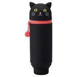LIHIT LAB. PuniLabo Stand Up Pen Case (Pen Holder), Black Cat, 2.4" x 7.8" (A7712-3)