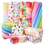 Chenkaiyang 6 Sheets Birthday Gift Wrapping Paper, Valentine's Day Wrapping Paper Set Rainbow Wrap Papers Eco Gift Folded Recyclable Wrapping Paper Packing Supplies DIY Packaging Paper（70X50cm）