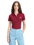 U.S. POLO ASSN. Women's Solid Slim Polo Shirt (UWAW23TSH045_Red_M)