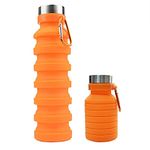 Baskety Collapsible Water Bottle Reusable Silicone Foldable for Travel Gym Camping Hiking Portable Leak Proof Sports 550ml (Orange, Pack of 1)