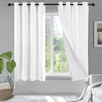 Deconovo Full Blackout White Curtains Energy Saving Thermal Insulated Eyelet Blackout Curtains for Bedroom 46 x 54 Inch White 1 Pair