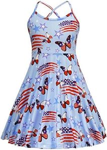JESKIDS Girls Summer Dress Patriotic 4th of July American Flag Dresses Blue 12~13 Years