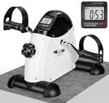 FK Sports Pedal Exerciser - Under Desk Bike with LCD Screen Display - Portable Mini Exerciser Bike with Adjustable Resistance - Mini Bike for Arm & Leg Exercise (Mini Bike (White))
