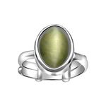 ARIHANT GEMS & JEWELS Adult 4.25 Ratti Cat'S Eye Astrological Adjustable Silver Ring