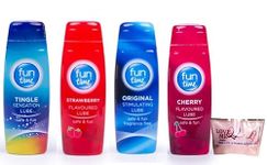 Love Me Brand Fun Time Tingle Stimulating 75ml, Original. Strawberry Flavour 75ml, Cherry & Love Me Brand Finger Stimulator Water Based Edible Gel Enhance Sexual Activity (5 Pack)