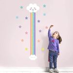 My Nametags® Personalised Rainbow Wall Height Chart with Name | Easy to Apply, Self-Adhesive Kids Growth Chart | Height Measurement Room Decoration for Children's Bedroom, Nursery or Playroom