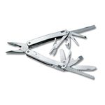 VICTORINOX Multi Tool Swiss Tool Spirit X, 24 Functions, Multi Tool with Locking Blade and Long-Nosed Pliers, incl. Leather Case, Silver