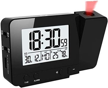 HJRUIUA Reloj Proyector Techo con Temperatura, Despertador, Alarma Dual, Función de Repetición, 12/24 Horas, Fecha, Temperatura de Humedad en Interiores, Negro