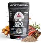 Poppamies Legendary Steak SPG BBQ Rub - 100% Natural Salt Black Pepper & Garlic Seasoning - Suitable for Any type Food Particularly Steaks and Vegetables - Use in The Grill Pan - Large Pack (200g)
