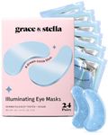 Award Winning Under Eye Mask - Reduce Dark Circles, Puffy Eyes, Undereye Bags, Wrinkles - Gel Under Eye Patches, Vegan Cruelty-Free Self Care by grace and stella (24 Pairs, Blue)