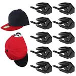 EACHPT Adhesive Hat Hooks,10Pcs Hat Rack for Wall, Adhesive Hat Holder Cap Hook, Minimalist Hat Display Rack Hat Organizer Wall Mounted, Baseball Cap Rack Hooks Strong Hold