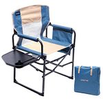 SunnyFeel Camping Director Chair, Portable Folding Chair with Side Table and Storage Pouches, Compact Heavy Duty for Adults Outdoor (Khaki)