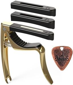 AUPHY Cejilla de Guitarra y 3 Parches Reemplazables, Apto para Guitarra Española, Guitarra Clásica, Guitarra Acústica, Guitarra Eléctrica, Bajo, Banjo, etc