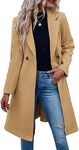 Fazortev Womens Pea Trench Coats Notched Lapel Double Breasted Belted Business Casual Jackets Outerwear