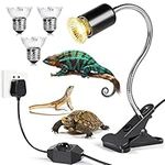 Tortoise Heat Lamp, 50W UVA UVB Basking Lamp with 360°Rotatable Clip & Power Adapter, 30cm Rotatable Gooseneck with 3 x 50W Heat Bulb, Heating Light for Reptiles, Lizard, Turtle Snak Aquarium