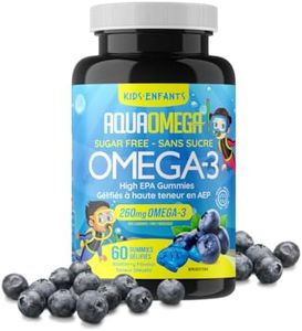 AquaOmega Kids Omega-3 Gummies - High EPA Omega-3 with DHA and Vitamin D - Omega-3 Supplements, Tasty Fish Oil Omega-3 Gummy, Omega-3 Kids, Omega-3 Fish Oil, Sugar Free, Blueberry, 260mg - 60 Gummies