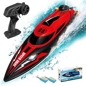 Levhorzn 2.4GHz Remote Control Boat, 22+ MPH RC Jet Boats, for Adults Kids Enthusiasts, Fast Speed Racing Boat for Lake, River, Pool (Red)