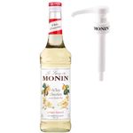 Monin Premium White Chocolate Syrup 700ml | White Chocolate Syrup for Coffee Flavouring + Monin Pump