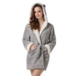 Richie House Women's Soft and Warm Bathrobe Robe with Ears RHW2498-A-L/XL