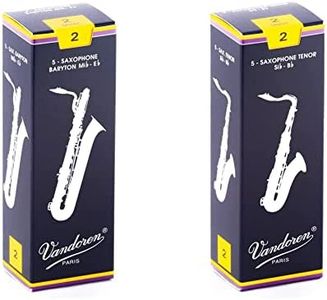 Vandoren SR242 Bari Sax and SR222 Tenor Sax Traditional Reeds Strength 2; Box of 5