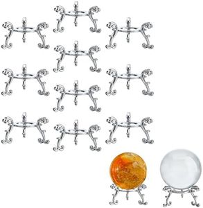 ZEERSHEE 10Pcs Silver Crystal Ball Base Display Stand,Egg Display Stand,Sphere Display Holder Desktop Ornament for Displaying Crystal Glass and Natural Stone for 40mm-80mm Sphere