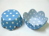 Baby Blue Polka Dot Birthday Paper Muffin Cupcake Liners case Baking Cups 100 pcs,Standard Size 2x1.25inch