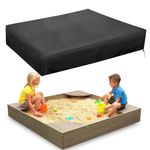 MRWIZMS Sandbox Cover, Lid-48in,Sand Box Cover, Sandbox Cover, 420D Oxford Cloth Waterproof, UV Resistant and Dustproof, Suitable for Children's Sandbox Protection (Square-Black, 48 "L x 48 "W x 8 "H)