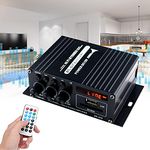 REES52 Mini Amplifier Bluetooth 5.0, Clearly and Reality Sound Amp, Class AB 2.0 Channel Audio Hi-Fi Stereo Power Amplifiers with Music FM Radio SD/USB Receiver for PC Mobile Phone House Room TV