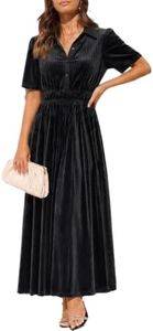 Sissyaki Womens Velvet Maxi Dress Fall Wedding Guest Dress Shirt Dress L