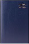 2025 A4 Day a Page Diary - Full Year Hardback Casebound Planner - for Home Office School & Work (Blue)