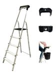 MYPRO ® PREMIUM LINE Aluminium Step Ladder, Lightweight,Portable, Heavy Duty Platform Steps, 3 4 5 6 7 8 Step, EN131 Certified, 150KG Capacity, Ideal for Trade & DIY (5-Step & Tool Tray)